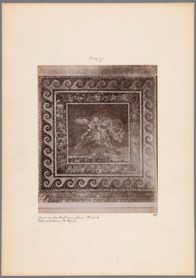 Anonymous, Mosaic from the House of the Faun in Pompei, Bacchus depicting while riding a tiger, ca. 1875- ca. 1900 <br>Rijksmuseum, Amsterdam, http://hdl.handle.net/10934/RM0001.COLLECT.595962