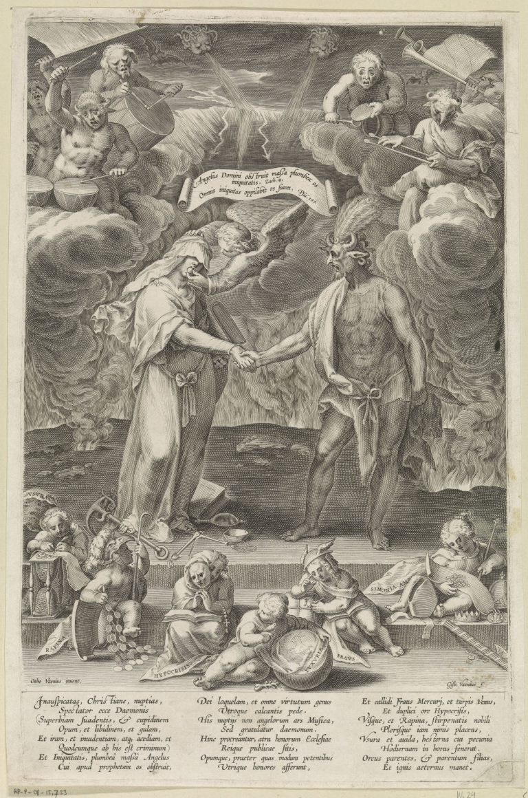 Gijsbert van Veen (after Otto van Veen) - Allegory on the marriage between Evil and the Devil, 1572 - 1628 <br>Rijksmuseum, Amsterdam, http://hdl.handle.net/10934/RM0001.COLLECT.334033
