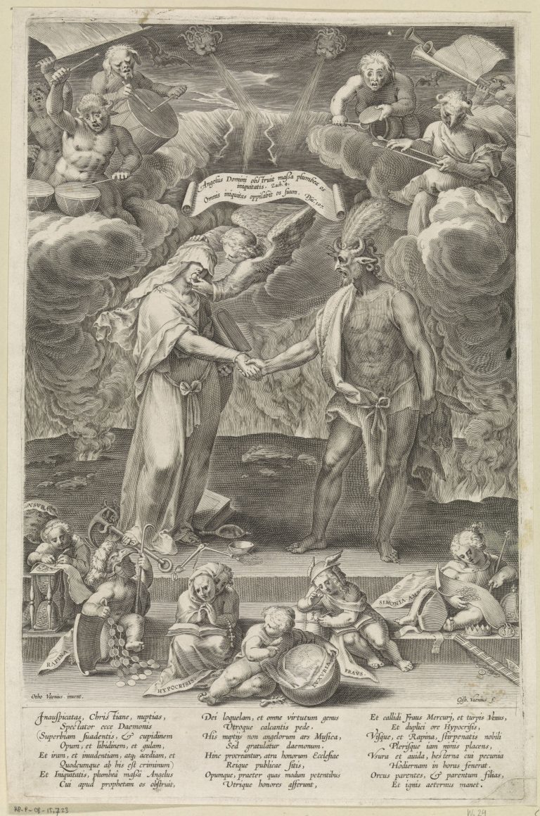Gijsbert van Veen (after Otto van Veen) - Allegory on the marriage between Evil and the Devil, 1572 - 1628 <br>Rijksmuseum, Amsterdam, http://hdl.handle.net/10934/RM0001.COLLECT.334033