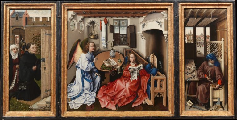 Robert Campin (workshop) - Triptych (Merode Altarpiece), ca. 1427-1432 <br>The Metropolitan Museum of Art, New York, www.metmuseum.org